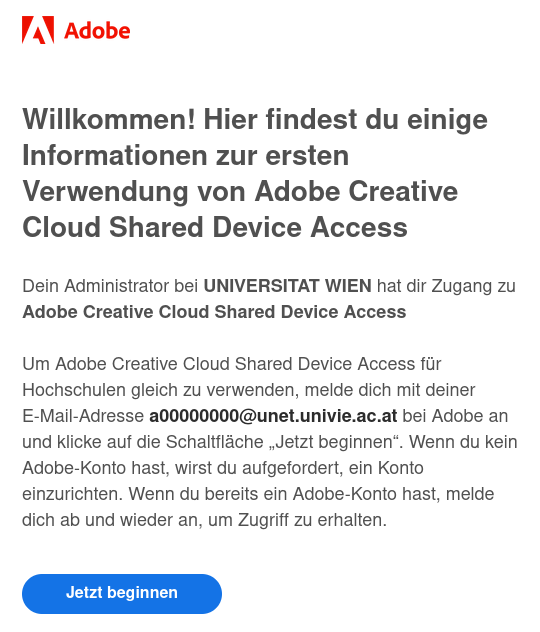 Screenshot E-Mail Adobe