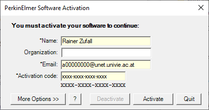 Screenshot ChemOffice Software Activation