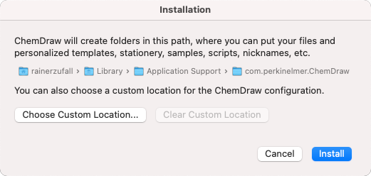Screenshot ChemDraw - folder location