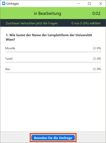 Screenshot – Umfrage