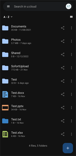 Screenshot overview files and folders