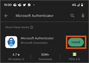 Screenshot installing Microsoft Authenticator