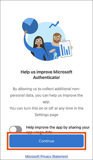 Screenshot setting up Microsoft Authenticator