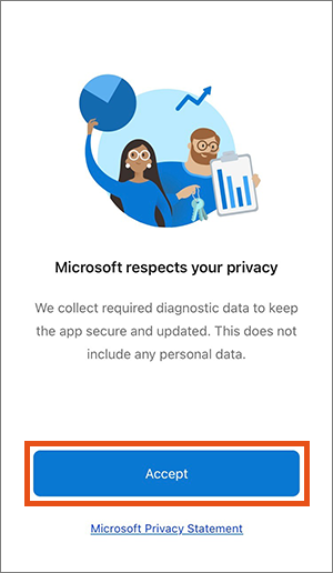 Screenshot accepting privacy statement
