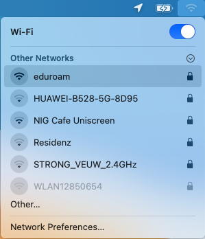 Screenshot macOS WiFi - select eduroam network