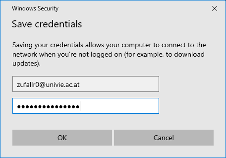 Screenshot Windows 10 WiFi - eduroam credentials