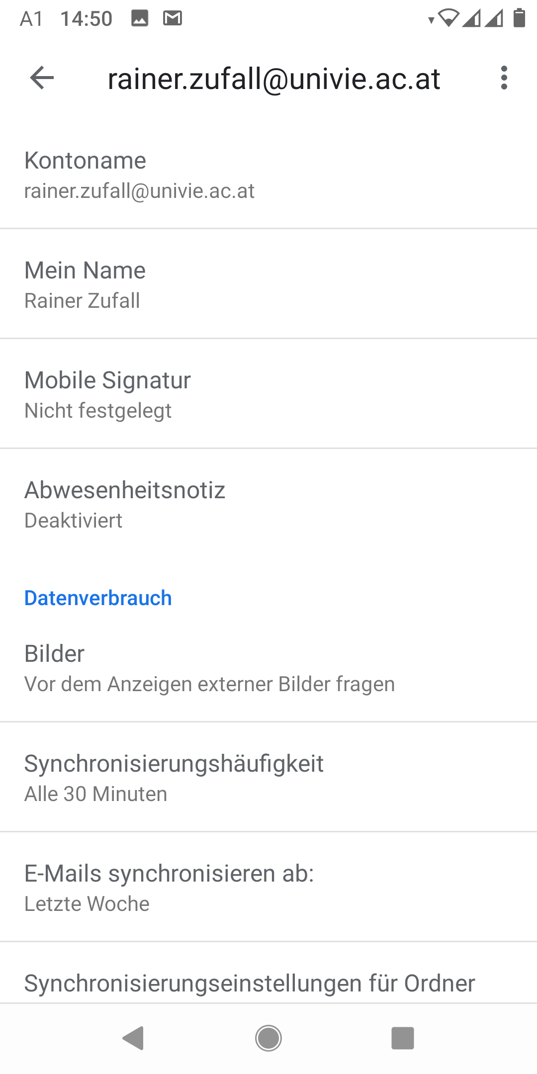 Screenshot Android Gmal E-Mail-Einstellungen