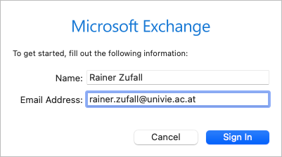 Screenshot Apple Mail Add Account Exchange e-mail address