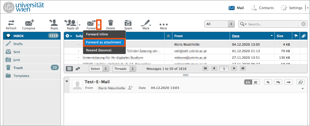 Screenshot Webmail