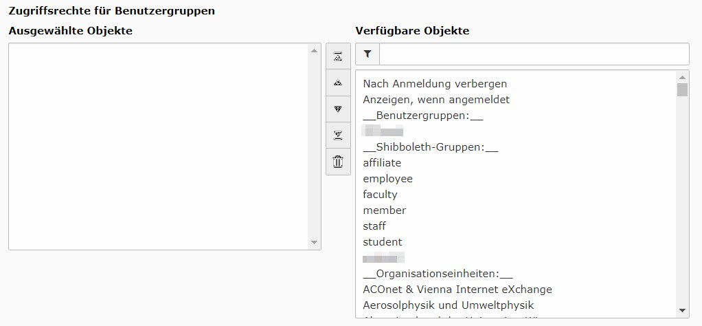Screenshot Reiter Zugriff – Nutzer*innengruppen