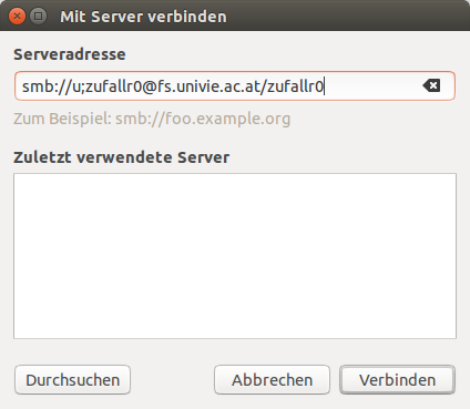 Screenshot Linux Samba Serveradresse eingeben 