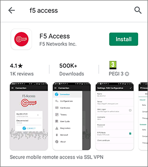 Screenshot Android F5 Acess App Google Play Store