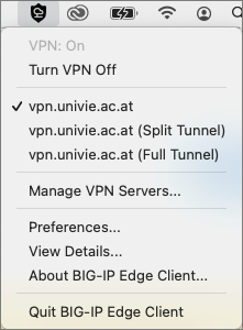 Screenshot VPN mac F5Access status bar