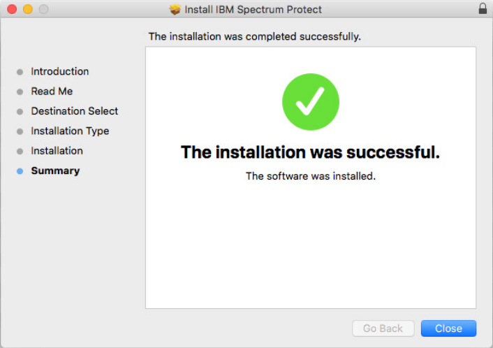 Screenshot Mac - Installation erfolgreich
