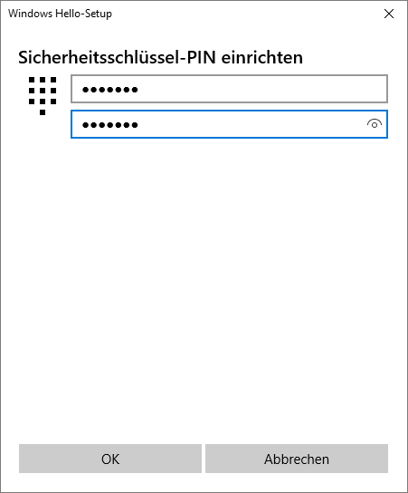 Screenshot PIN eingeben