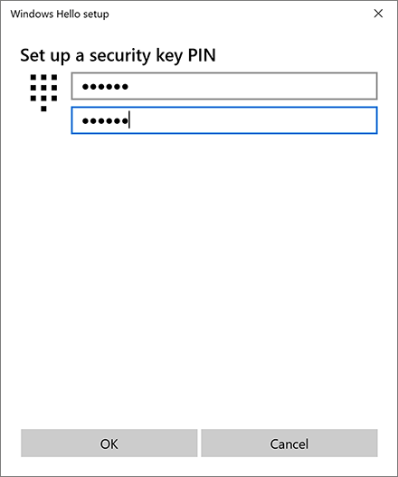 Screenshot entering PIN