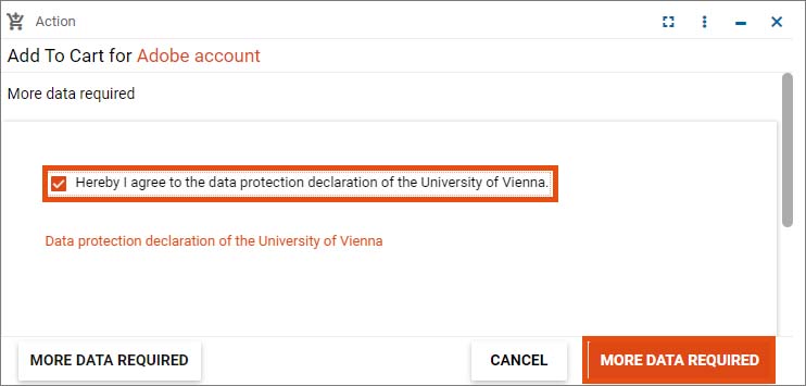 Screenshot data protection declaration