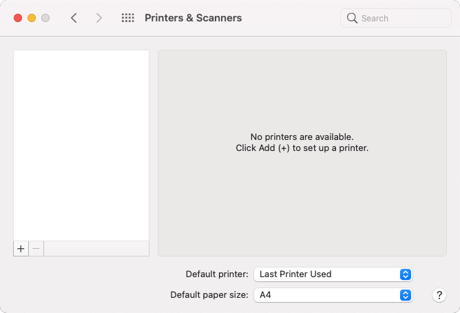 Screenshot macOS printer and scanner