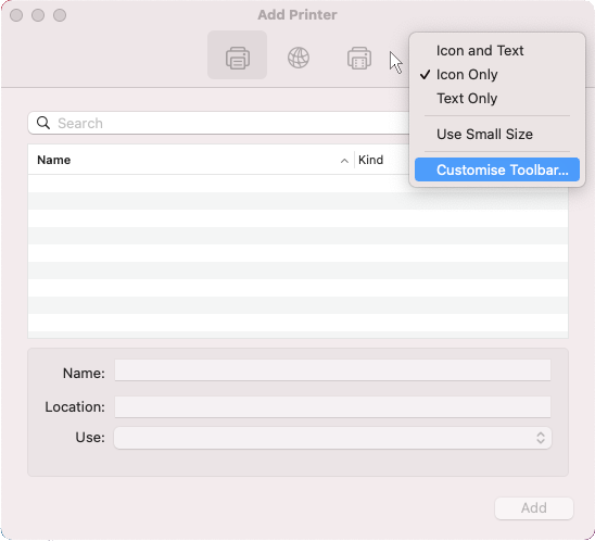 Screenshot macOS set up menu bar