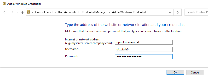 Screenshot Windows 10 add credentials