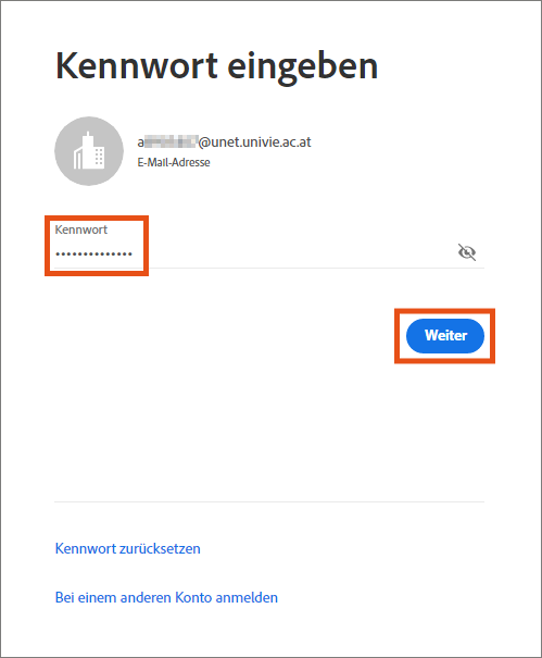 Screenshot – Passwort eingeben