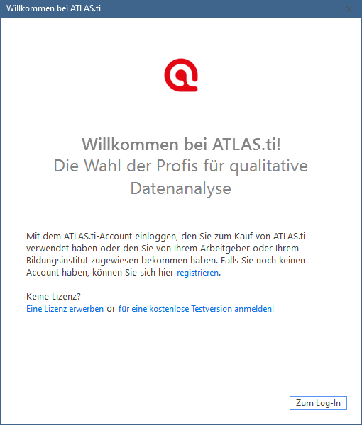 Screenshot ATLAS.ti - Zum Login.