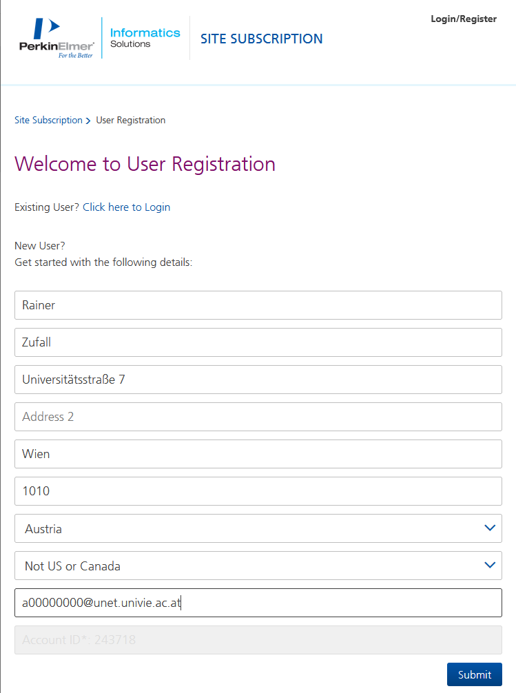 Screenshot ChemDraw User Registration