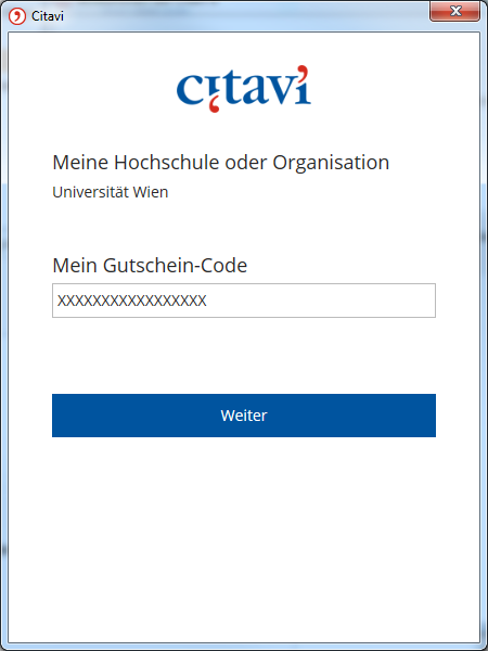 Screenshot Citavi Gutschein Code eingeben 