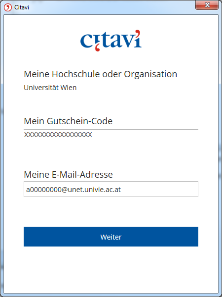 Screenshot Citavi Meine E-Mail-Adresse