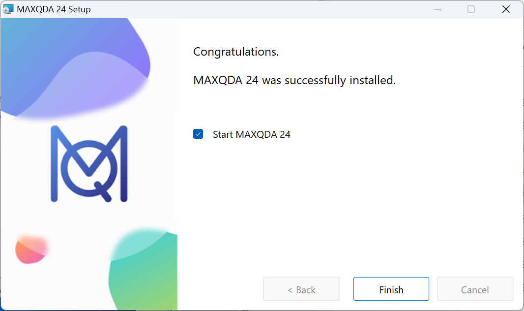 Screenshot MAXQDA successfully installed