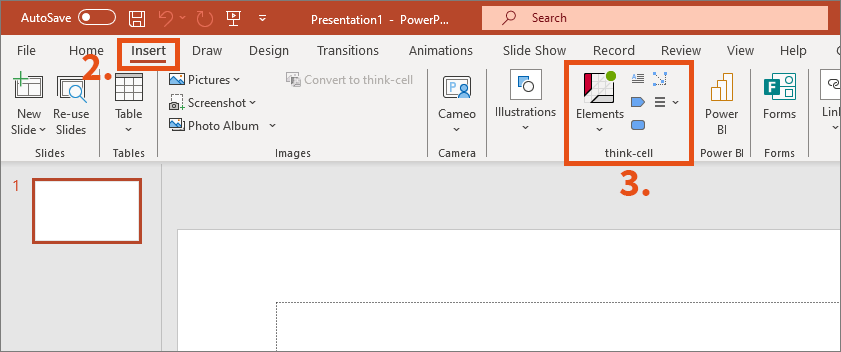 Screenshot – think-cell in PowerPoint