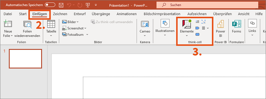 Screenshot – think-cell in PowerPoint