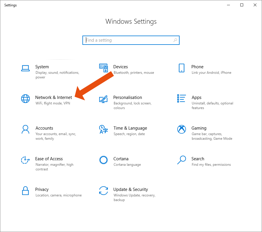 Screenshot Windows settings