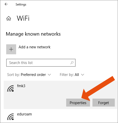 Screenshot Wi-Fi properties