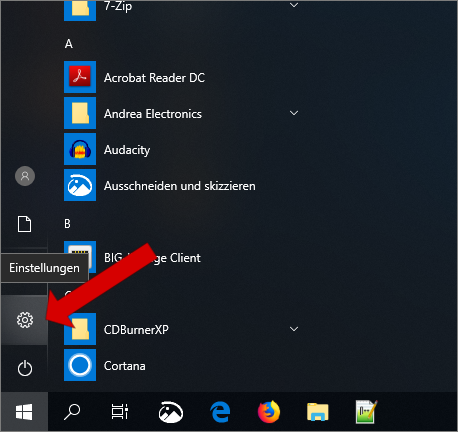 Screenshot Windows-Startmenü