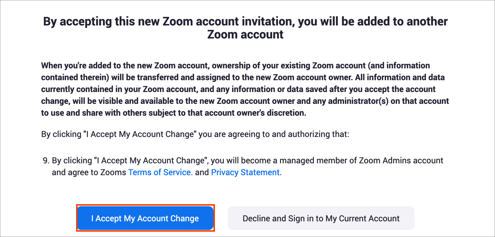 Screenshot Accept Account Change
