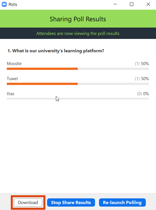 Screenshot – poll results