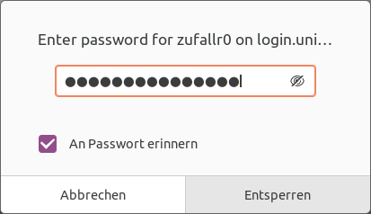 Screenshot Ubuntu Dateimanager - Passwort eingeben 
