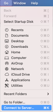 Screenschot macOS Finder - Connect to server