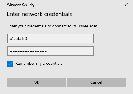Screenshot Windows 10 u:account user id and password