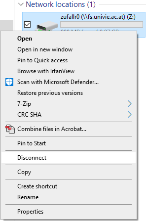 Screenshot Windows 10 disconnect network drive