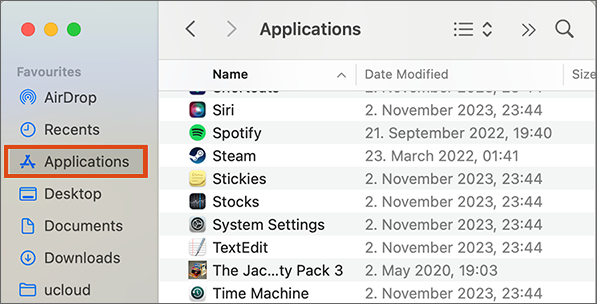 Screenshot Applications folder