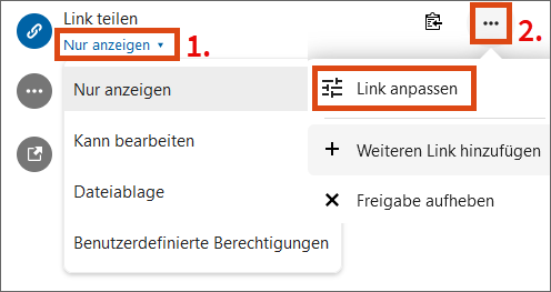 Screenshot Berechtigungen anpassen