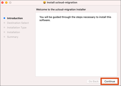 Screenshot installation program step 1