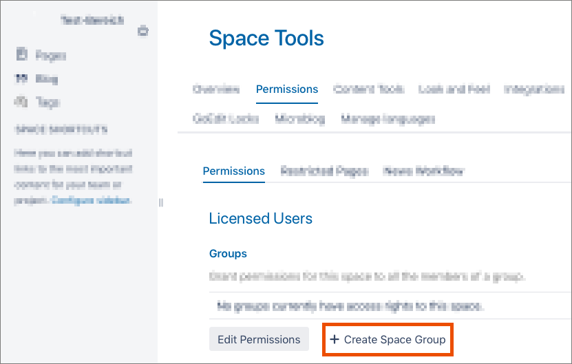 Screenshot create space group