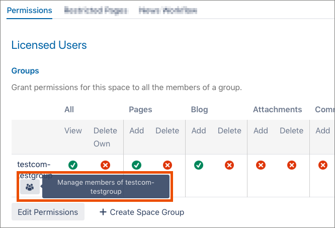 Screenshot manage group