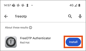 Screenshot installing FreeOTP