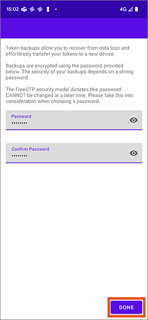 Screenshot setting super password