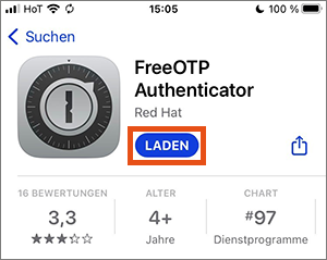 Screenshot FreeOTP installieren