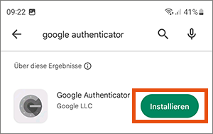 Screenshot Google Authenticator installieren